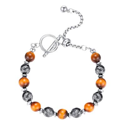 天然石拼接手链男可调节