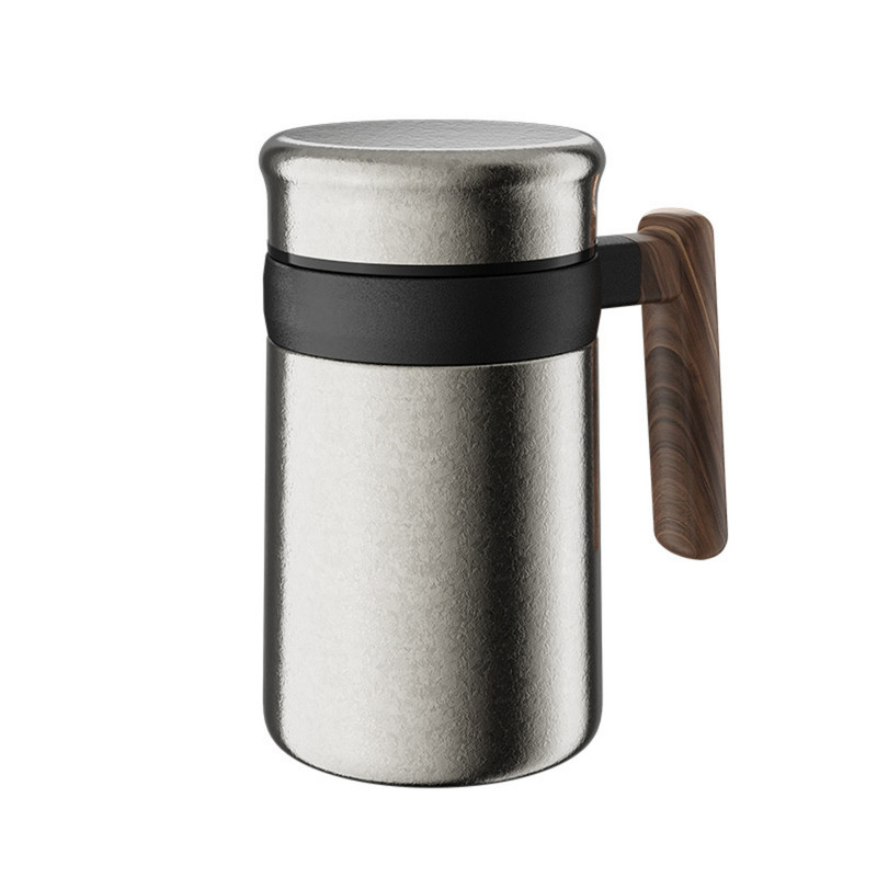 纯钛保温泡茶杯带把手茶网