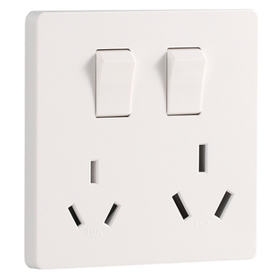 86型二开六孔插座10A双三孔16a大功率空调热水器6孔墙壁电源插座