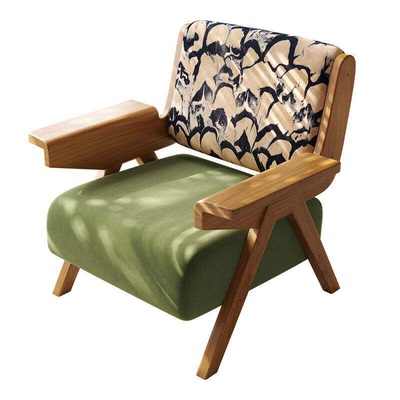 单人沙发中古风实木休闲椅沙发