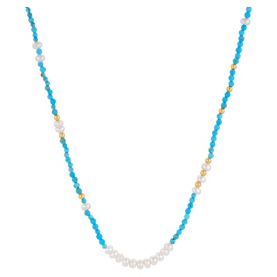 一撇一捺YPYN初遇见项链度假风蓝色925银淡水珍珠多巴胺经典串珠