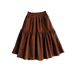 女童冬裙半身裙儿童秋冬季中长款灯芯绒裙子秋冬加绒加厚洋气长裙