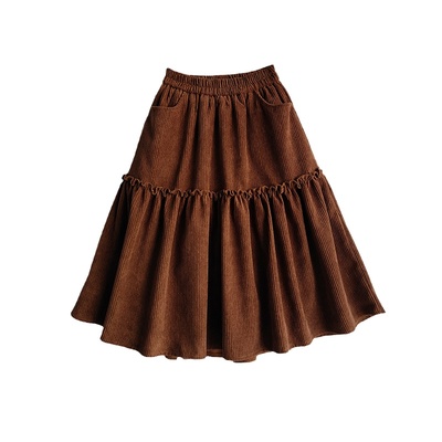 女童冬裙半身裙儿童秋冬季中长款灯芯绒裙子秋冬加绒加厚洋气长裙