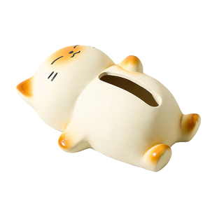 躺平猫创意纸巾盒餐巾纸盒家用客厅桌面纸抽盒轻奢高档纸巾收纳盒