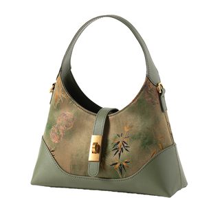 2025新款香云纱提花真皮手提托特女包单肩斜挎包母亲节送长辈礼品