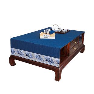 红木实木棉麻布艺中式餐桌布台布茶桌长方形家用会议桌茶桌盖布垫