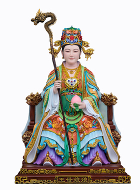 黄铜中式玉帝玉母神像桌面摆件