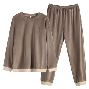 轩靓睡衣男春秋季海岛绒保暖长袖珊瑚绒家居服秋冬款加厚加绒套装