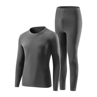 保暖内衣男士秋冬季加绒加厚秋衣秋裤贴身无痕发热圆领打底衫套装