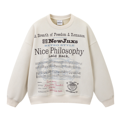 江南先生音符印花圆领休闲卫衣