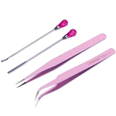 奶油diy工具粉色弯头镊子滴胶