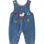 班喜迪婴儿衣服春装婴幼儿连体衣宝宝卡通牛仔背带裤外出服春秋季