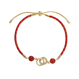 平安扣红绳手链女生新中式红玛瑙手串编绳手链轻奢小众手绳手饰品