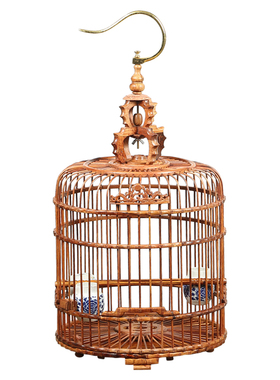 海南黄花梨竹节鸟笼鸟笼子收藏品