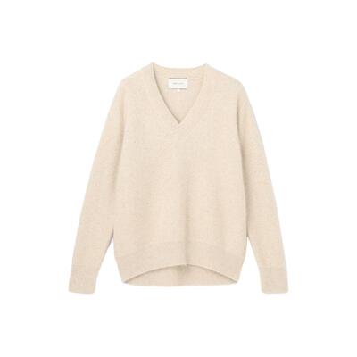 BEIGE，感通勤气质AMARILLO亮片混狐毛V领针织衫毛衣女ONWARD