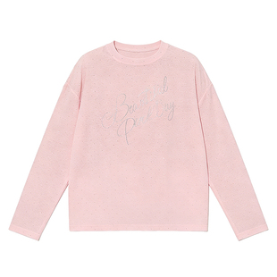 DPLAY【时髦云T系列】粉色罩衫宽松T恤闪钻感微透上衣2026年春季