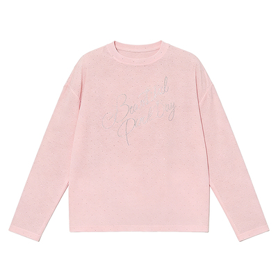 DPLAY圆领宽松闪钻感罩衫T恤