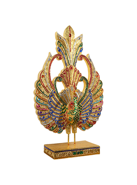 泰国孔雀开屏家居饰品摆件客厅玄关桌面装饰摆设东南亚风格工艺品