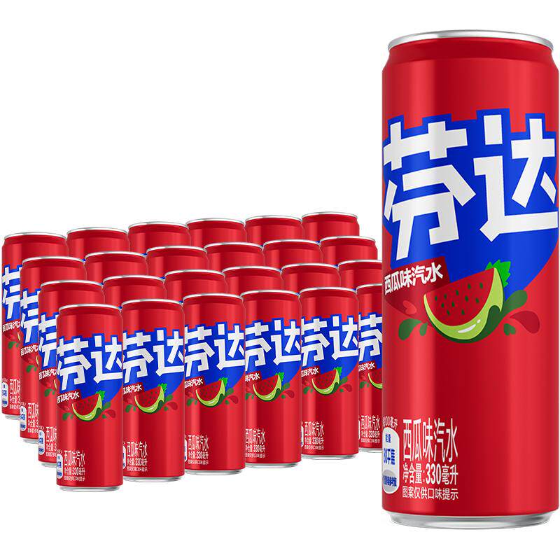 可口可乐 芬达碳酸饮料西瓜味摩登罐整箱饮料汽水