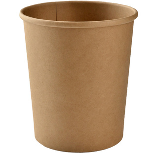 一次性粥杯牛皮纸打包盒汤碗桶腊八粥盒圆形外卖甜品汤杯烤梨汤桶