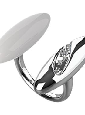 lineinline双椭圆镶锆开口戒指