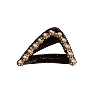 琥珀氛围感精致工艺珍珠璀璨立体高端抓夹气质发抓鲨鱼夹半扎发夹