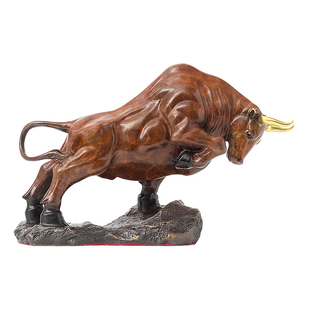 铜牛摆件牛气冲天华尔街股市旺市牛办公室桌面装饰品乔迁开业贺礼