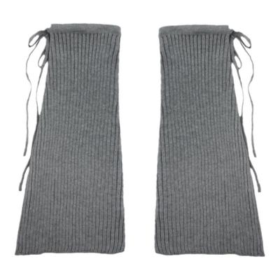 灰色绑带小腿堆堆袜套