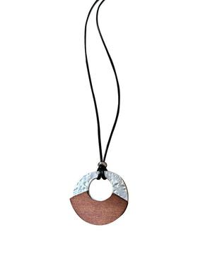 不规则木质圆环吊坠项链