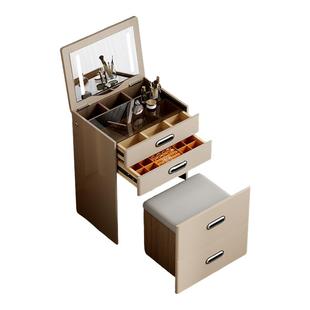 鹿匠梳妆台带保险箱2026新款智能AI立柜床头柜收纳柜防盗家用化妆桌斗柜60cm宽隐藏式搬不走小型保险柜一体