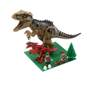 恐龙积木棘背龙侏罗纪食肉牛龙双脊迅猛龙甲龙拼装模型霸王龙玩具