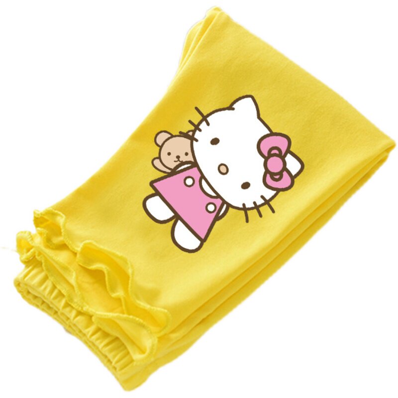 hellokitty童装卡通凯蒂猫木耳边打七分底裤夏季宝宝花边儿童短裤