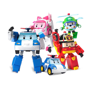 变形警车珀利poli安巴罗伊海利3英寸机器人男孩女孩儿童玩具趣味