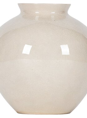 素雅米白冰裂纹陶瓷花瓶简约新中式装饰花瓶插干花可水培客厅摆件