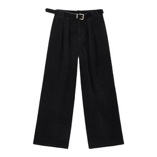 Jamor灯芯绒休闲裤显瘦长裤子阔腿保暖冬季新款女装时尚加墨