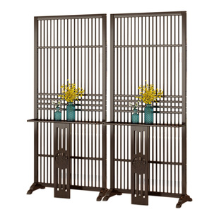 新中式入户屏风隔断正对大门客厅进门遮挡玄关格栅移动卧室座屏竹