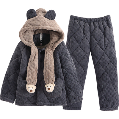 芬腾服饰冬季男童珊瑚绒夹棉睡衣