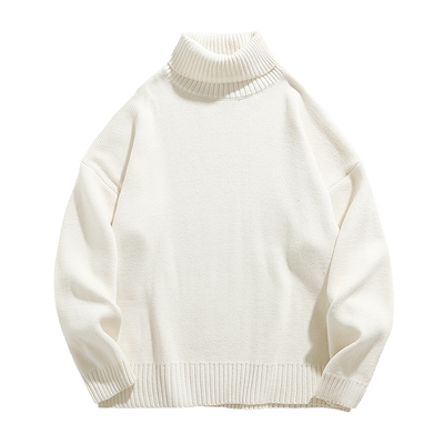 可翻高领纯色宽松慵懒风毛衣