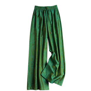 【时遇】墨绿光泽感加绒裤子2025新款今年流行爆款阔腿裤女休闲裤