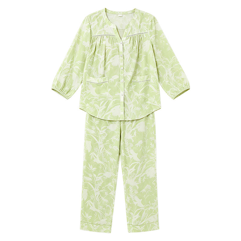 好波睡衣女款七分袖九分裤家居服时尚印花睡衣宽松舒适睡衣HJ2616