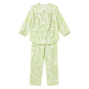 好波睡衣女款七分袖九分裤家居服时尚印花睡衣宽松舒适睡衣HJ2616