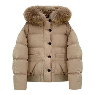 大毛领短款羽绒棉服女2025秋冬季新款设计感小个子加厚棉袄外套潮