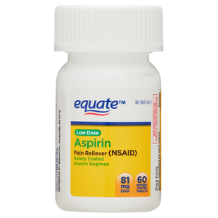 美国原装 equate低剂量阿司匹林肠溶片拜81mg尔正品药品60粒进口