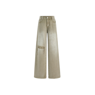 SHORT SENTENCE 短句设计师款破洞阔腿牛仔裤明星同款废土风