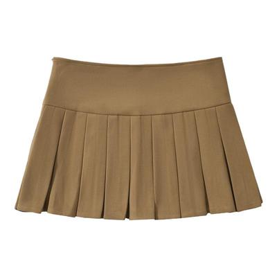 怪力酱灰色毛呢半身百褶裙短裙