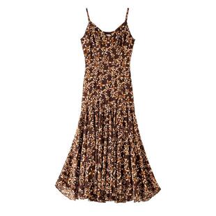 【艾米同款】BANANA CICI2025年秋季新款印花不规则吊带连衣裙