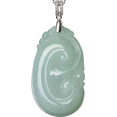 缅甸A货天然翡翠如意男女款吊坠