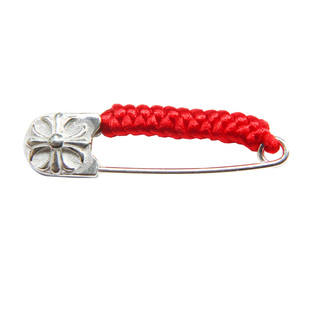 925纯银别针红绳编织婴儿童压惊U型胸针孕妇固定衣服收腰扣针配饰