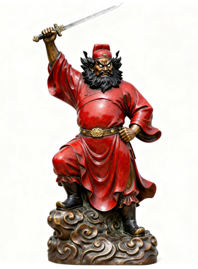 彩绘艺术人物钟馗玻璃钢雕塑定制