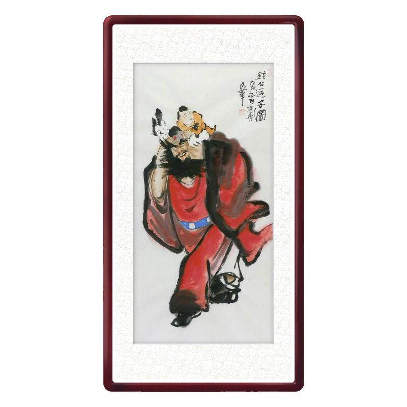 装饰画国画手绘钟馗捉鬼挂画玄关